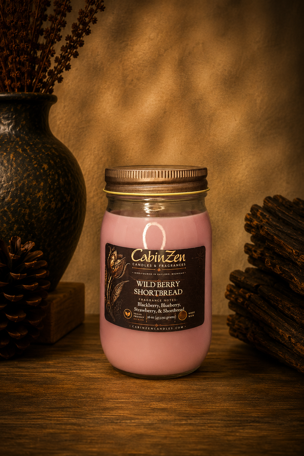 Wild Berry Shortbread 16 oz Wood Wick