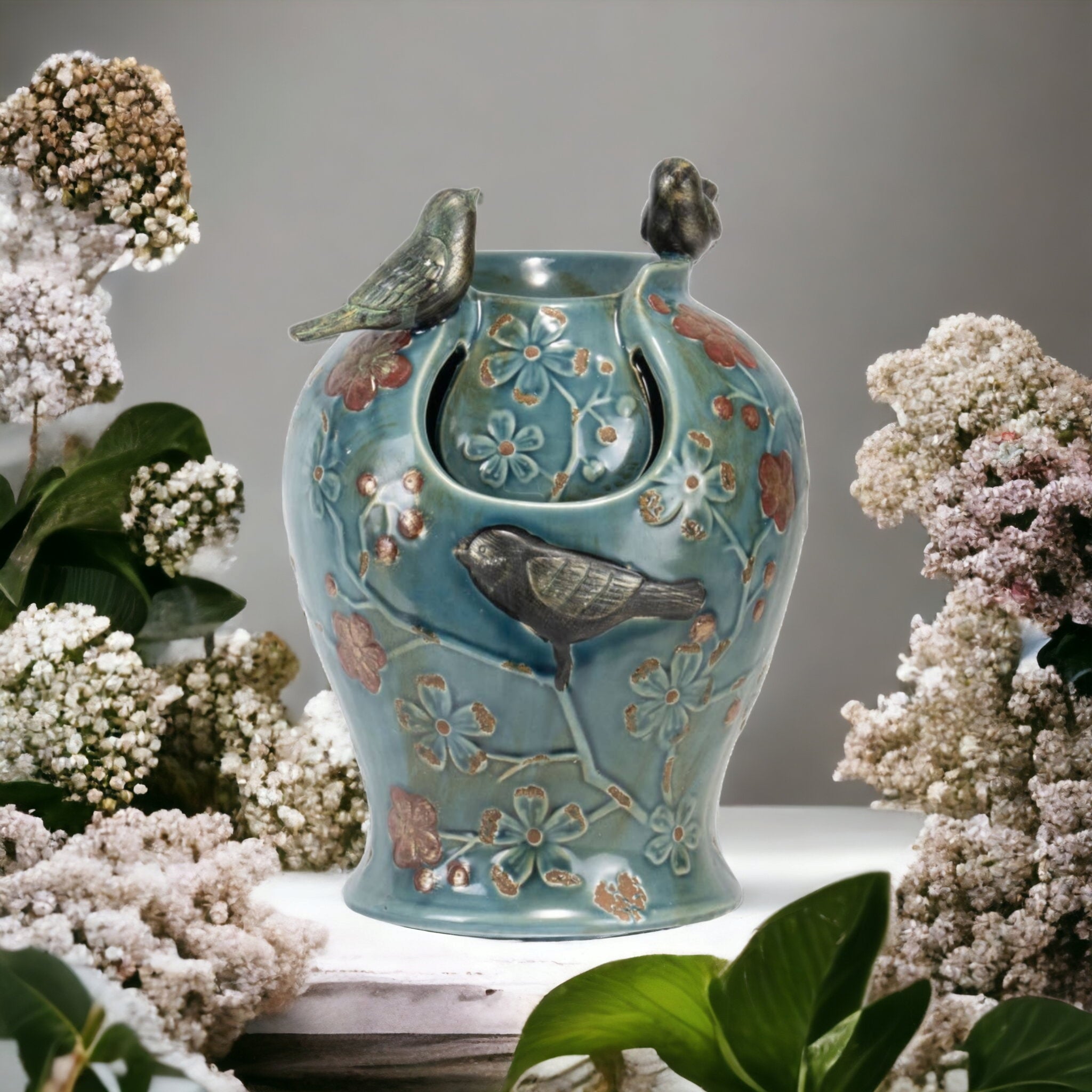 Verdigris Bird Water Fountain