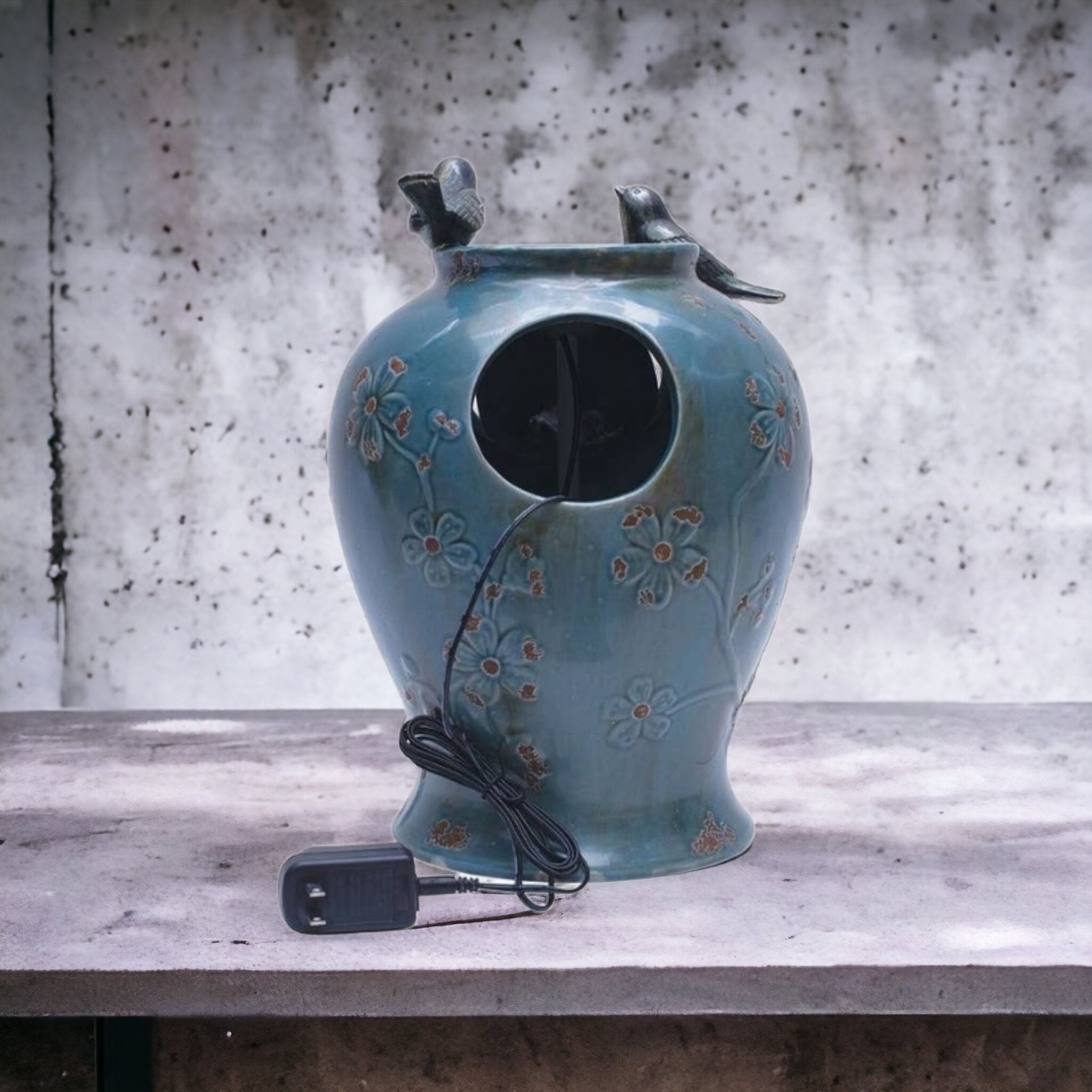 Verdigris Bird Water Fountain