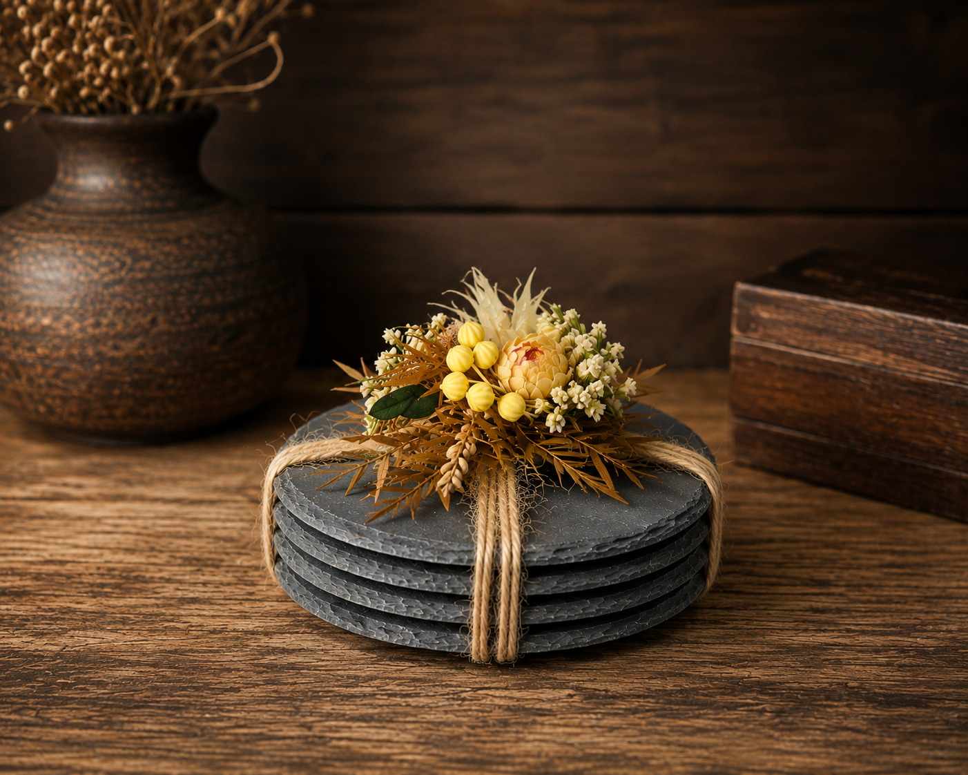 Slate Candle Coasters Set of Four