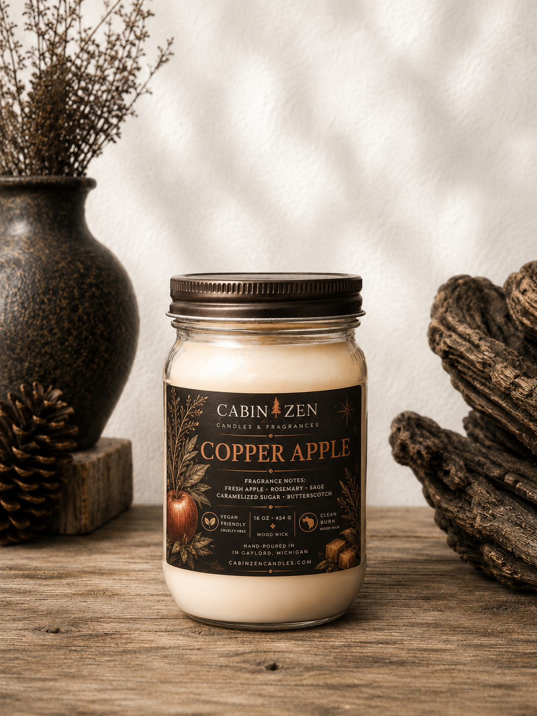 Copper Apple 16 oz Wood Wick Buy 2 Get 1 Free
