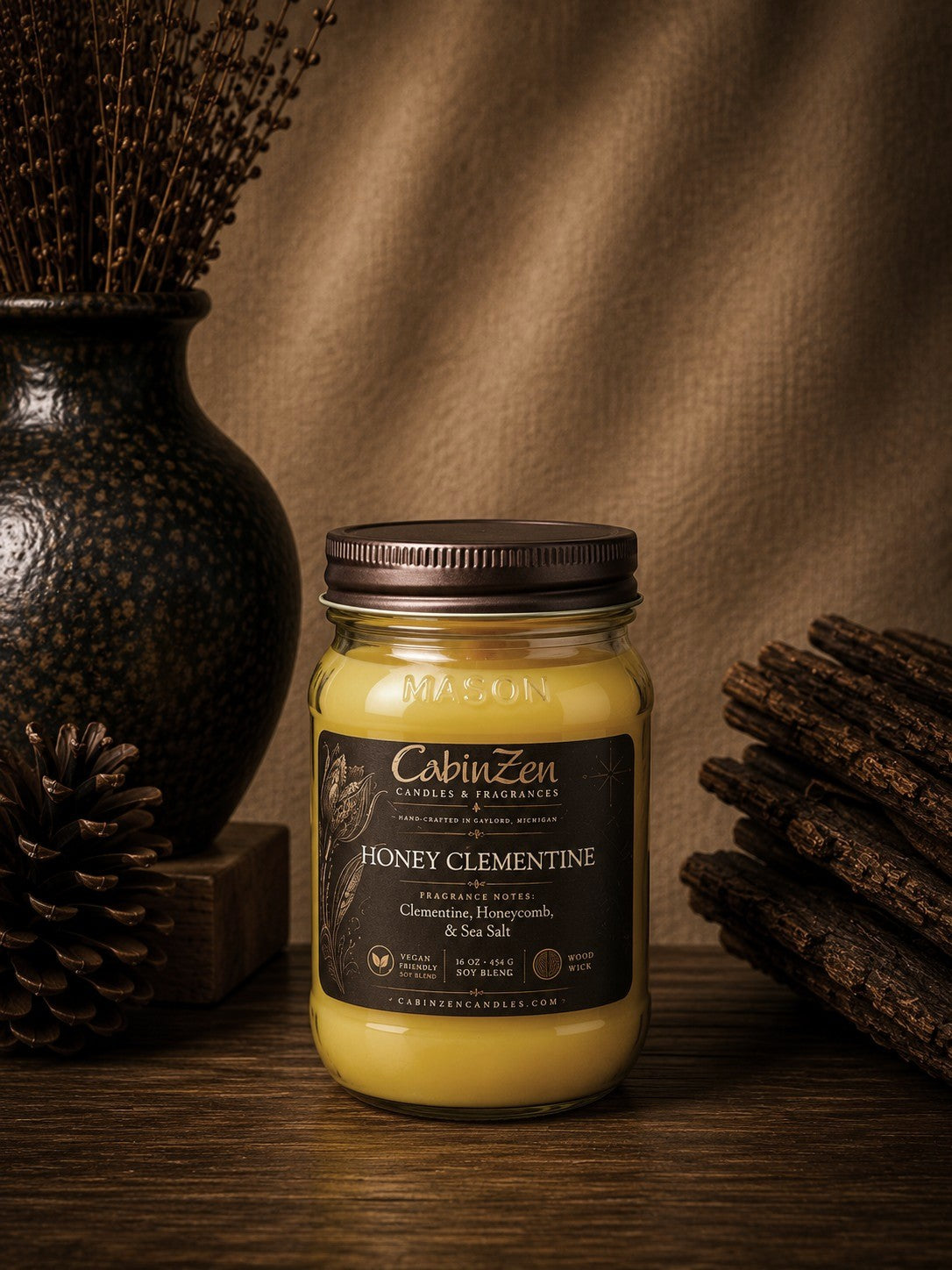 Honey Clementine 16 oz Wood Wick