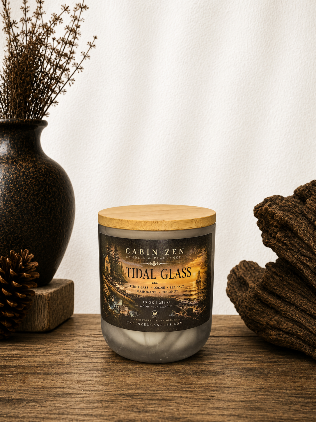 Tidal Glass 10 oz. Wood Wick