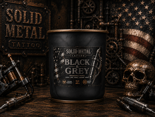 Black & Grey 10 oz. Wood Wick Candle
