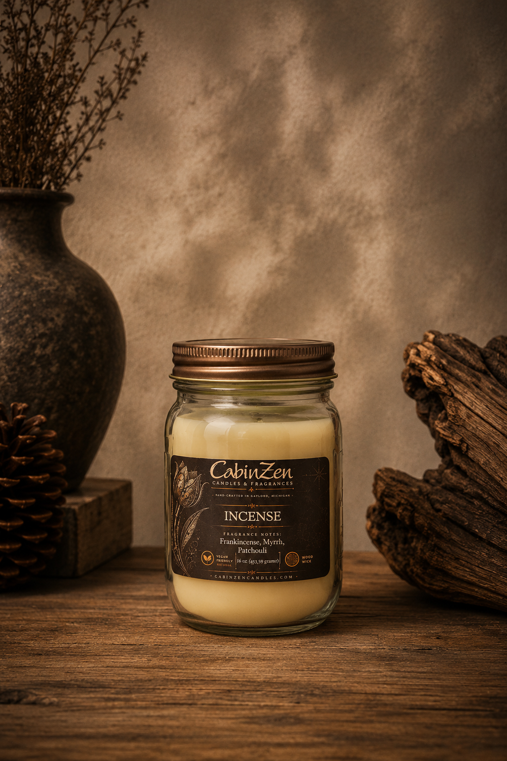 Incense 16 oz Wood Wick