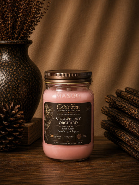 Strawberry Orchard 16 oz Wood Wick