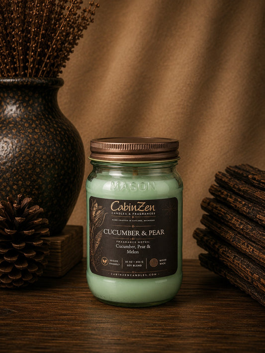 Cucumber & Pear 16 oz Wood Wick