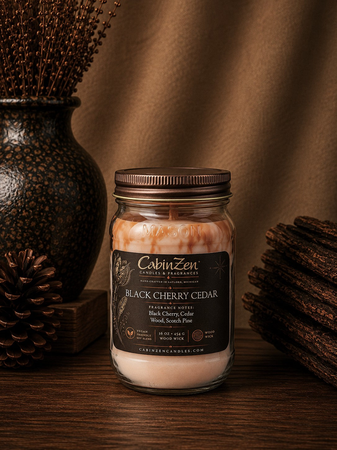 Black Cherry Cedar 16 oz Wood Wick