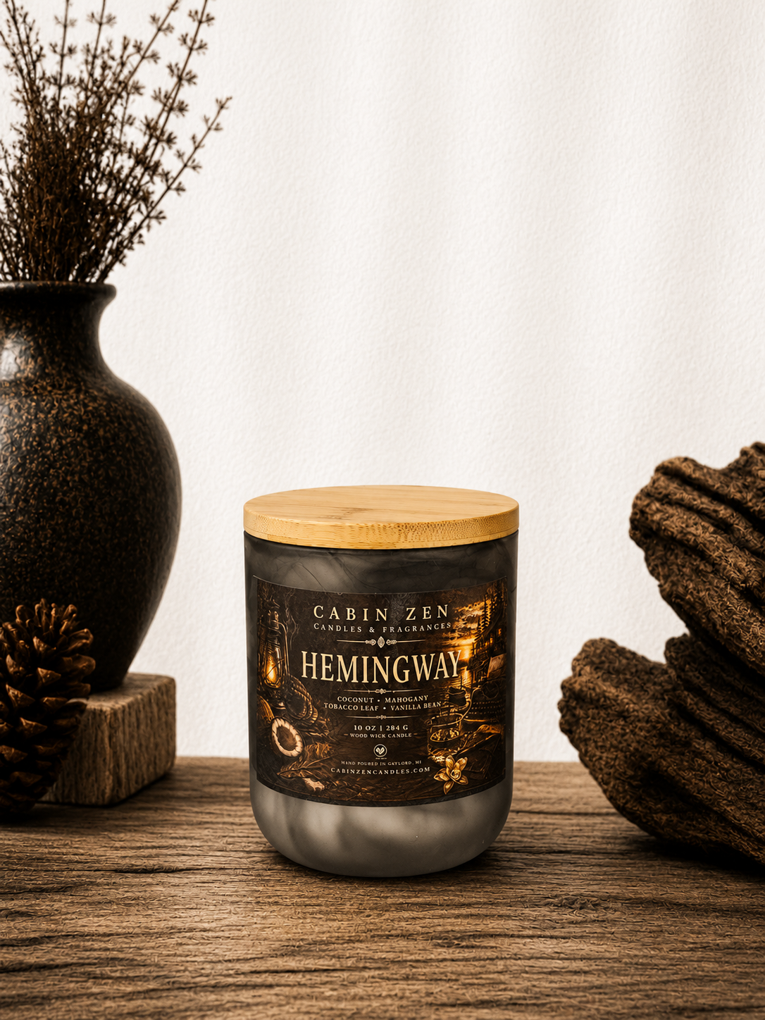 Hemingway 10 oz Wood Wick Candle